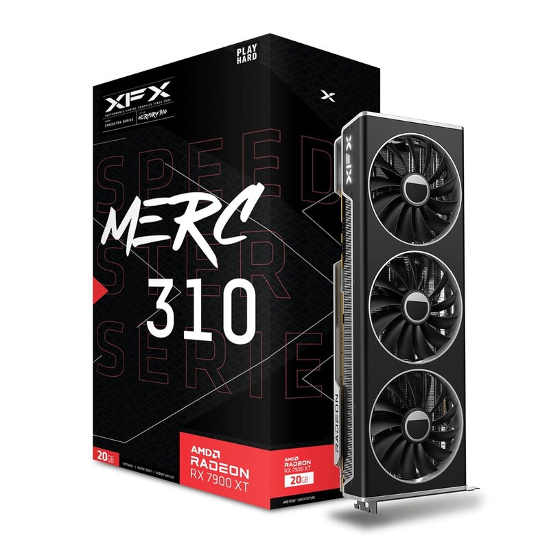 XFX بطاقة الرسوميات للألعاب Speedster MERC310 AMD Radeon RX 7900XT باللون الأسود بسعة 20GB GDDR6، AMD RDNA 3 RX-79TMERCB9 - Image 1